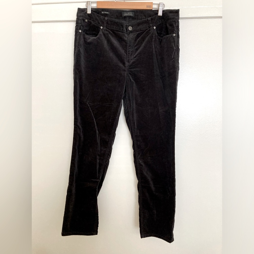 Talbots Flawless 5-pocket Black Velvet Velour Straight Leg Pants Jeans